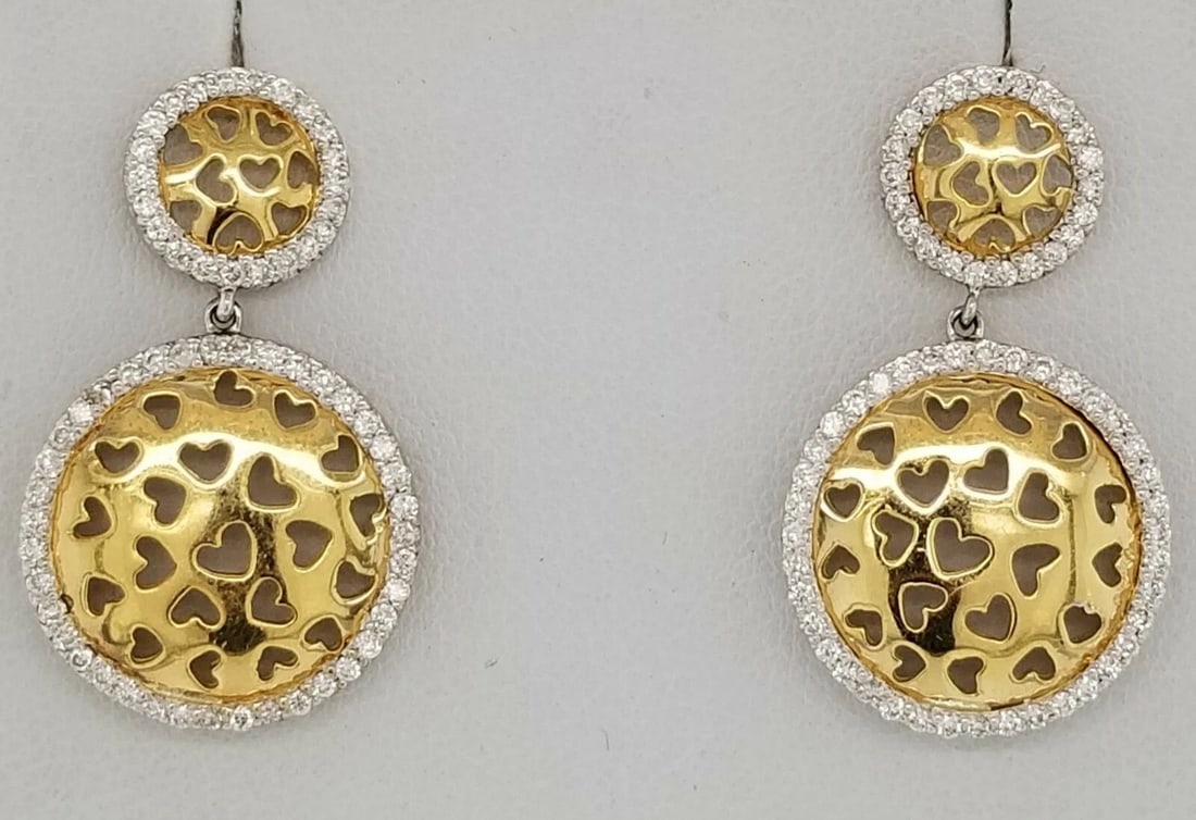 18K GOLD DIAMONDS EARRINGS 1.03CT SI1-H (1 of 2)
