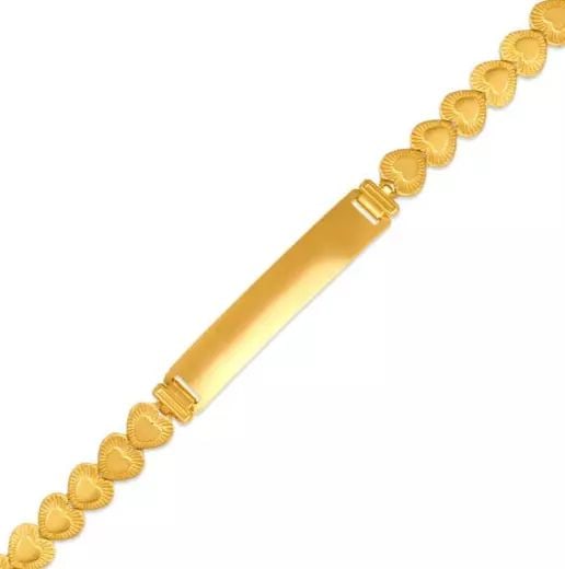 NEW 14K YELLOW GOLD KIDS ID BRACELET 5mm 14K Yellow Gold Approx. 5mm Wide, 6mm Center High Polished (1 of 2)