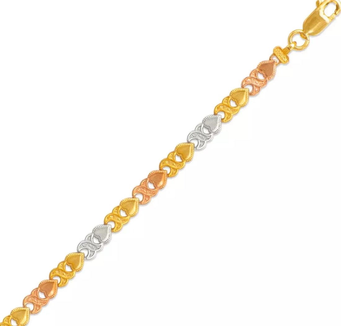 NEW 14K TRI COLOR GOLD FACETED DIAMOND CUT BRACELET 14K Tricolor Gold Approx. 4mm Wide High (1 of 2)