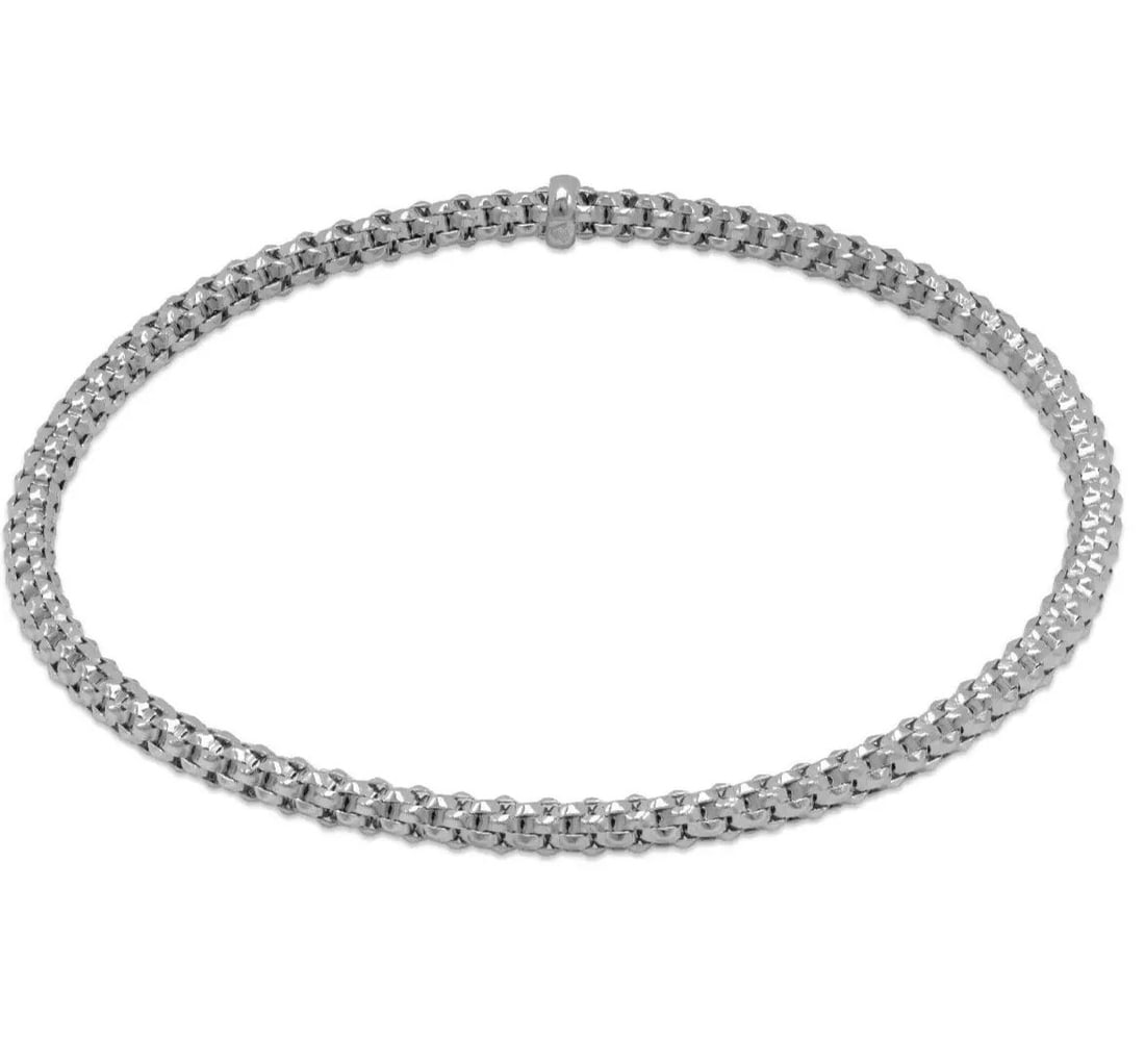 NEW 14K WHITE GOLD STRETCH BANGLE BRACELET 3 MM 14K White Gold Approx. 3mm Wide Stretch Bangle (1 of 2)
