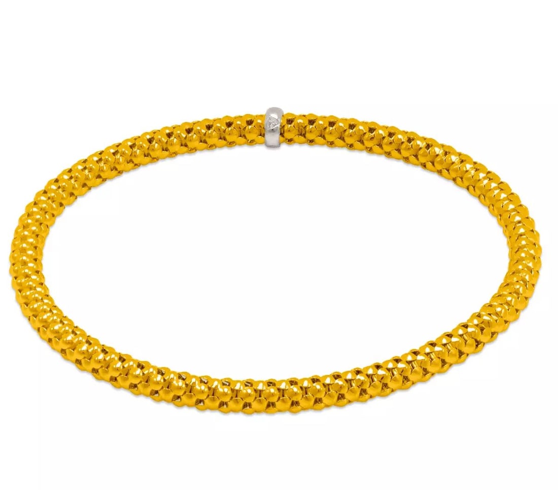 NEW 14K YELLOW GOLD STRETCH BANGLE BRACELET 4MM 14K Yellow Gold Approx. 4mm Wide Stretch Bangle (1 of 2)