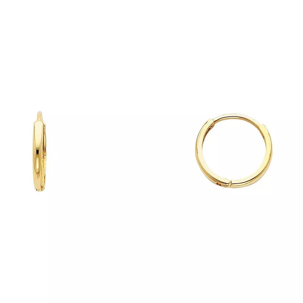 NEW 14K YELLOW GOLD PLAIN HUGGIES EARRINGS 14K Yellow Gold NEW PLAIN HUGGIES EARRINGS WEIGHT: 0.8g (1 of 2)