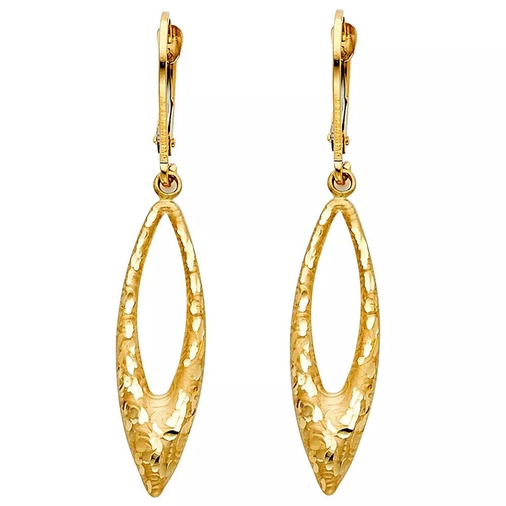 NEW 14K YELLOW GOLD FANCY HOLLOW EARRINGS WITH LEVER BACK 14K Yellow Gold NEW FANCY HOLLOW EARRINGS (1 of 2)