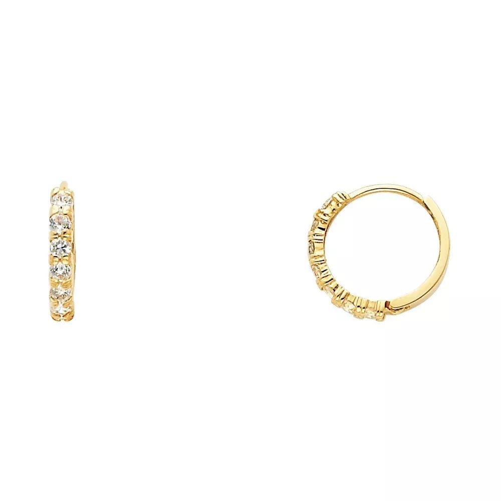 NEW 14K YELLOW GOLD CZ HUGGIES EARRINGS (ER256) 14K Yellow Gold NEW CZ HUGGIES EARRINGS (ER256) (1 of 2)