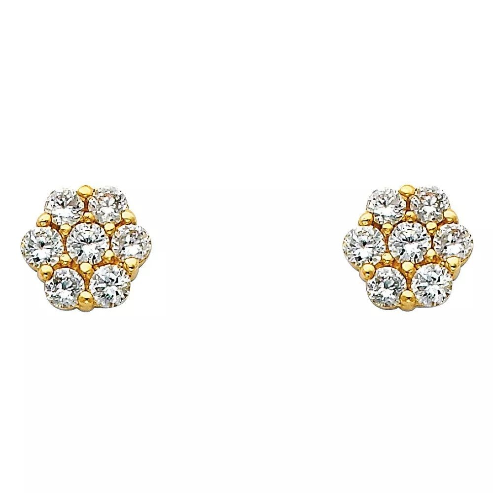 NEW 14K YELLOW GOLD CZ EARRINGS (ER322) 14K Yellow Gold NEW CZ EARRINGS (ER322) WEIGHT: 1.7g (1 of 2)
