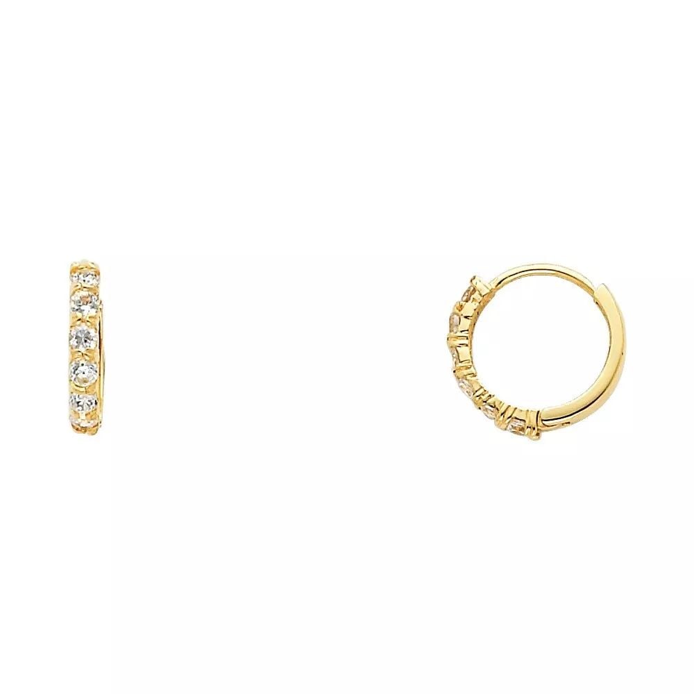 NEW 14K YELLOW GOLD CZ HUGGIES EARRINGS (ER255) 14K Yellow Gold NEW CZ HUGGIES EARRINGS (ER255) (1 of 2)
