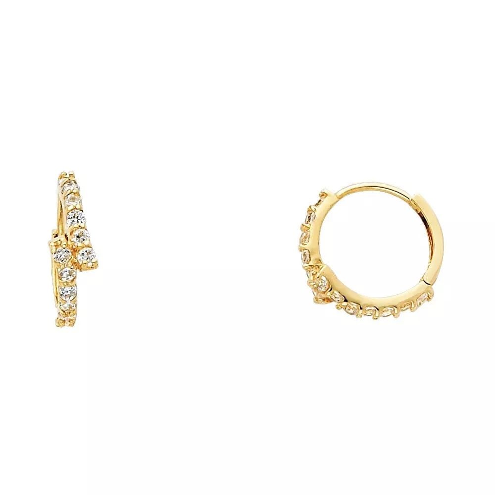 NEW 14K YELLOW GOLD CZ HUGGIES EARRINGS (ER260) 14K Yellow Gold NEW CZ HUGGIES EARRINGS (ER260) (1 of 2)