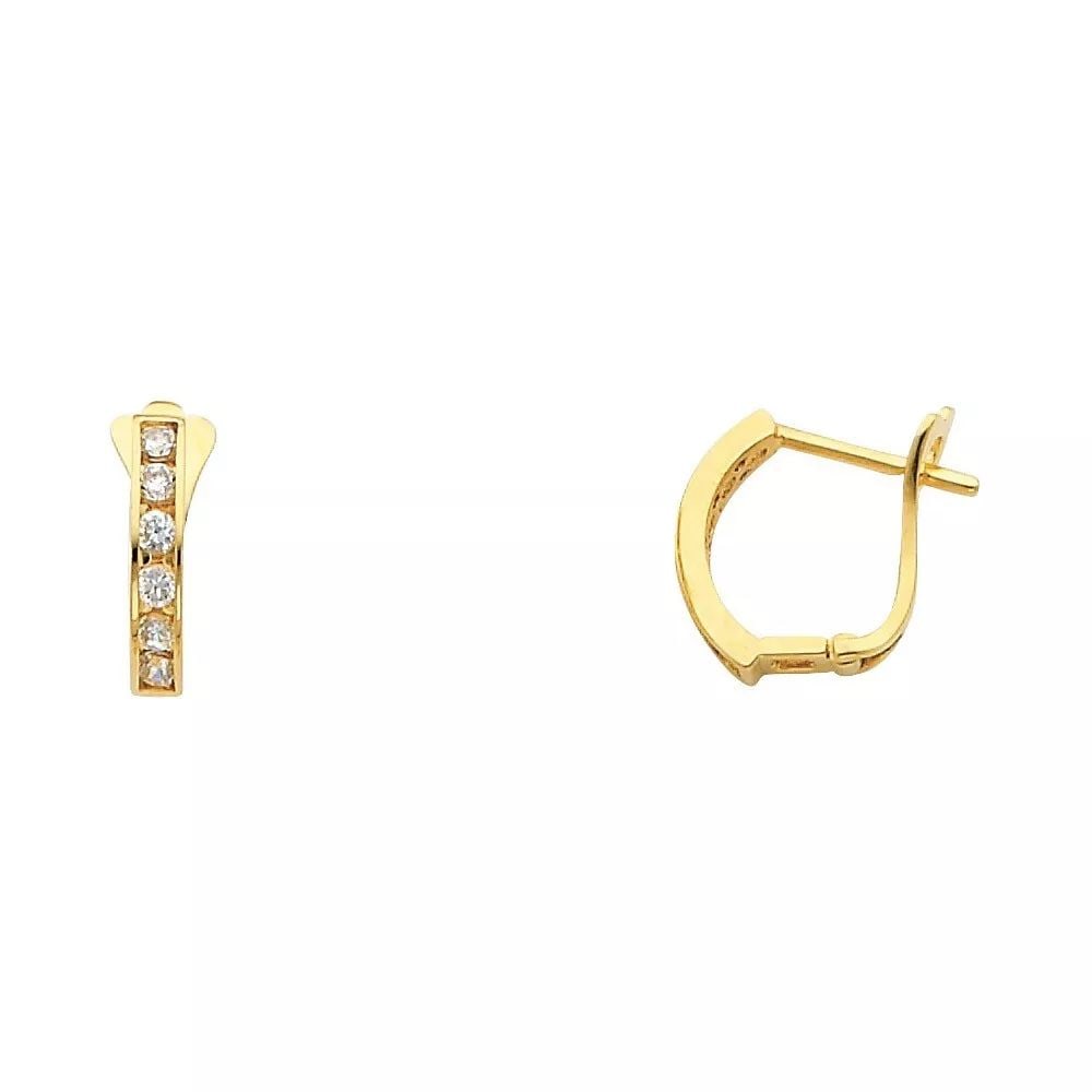 NEW 14K YELLOW GOLD CZ HUGGIES EARRINGS (ER280) 14K Yellow Gold NEW CZ HUGGIES EARRINGS (ER280) (1 of 2)