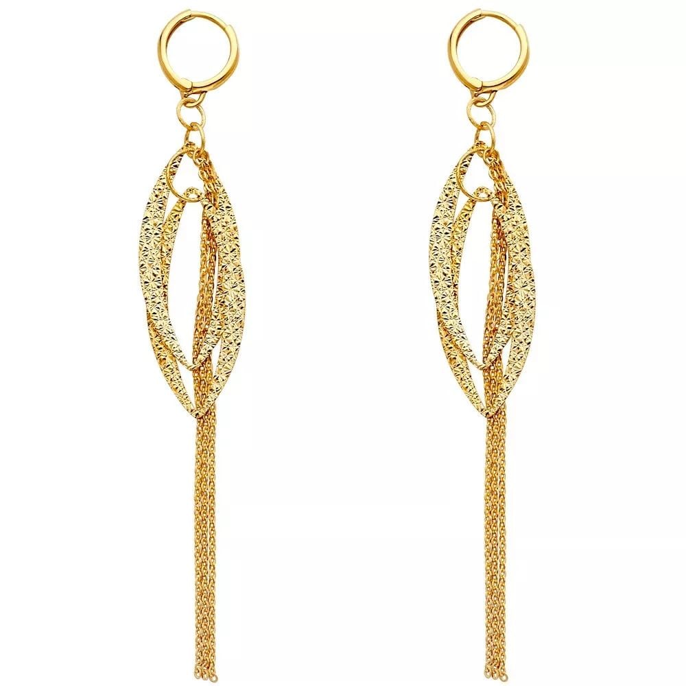 NEW 14K YELLOW GOLD DANGLING EARRINGS (ER329) 14K Yellow Gold NEW DANGLING EARRINGS (ER329) WEIGHT: (1 of 2)