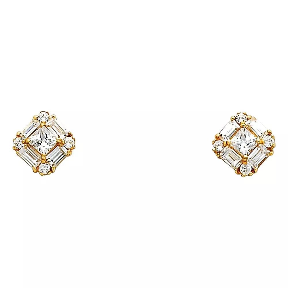 NEW 14K YELLOW GOLD SQUARE CZ EARRINGS (ER323) 14K Yellow Gold NEW SQUARE CZ EARRINGS (ER323) (1 of 2)