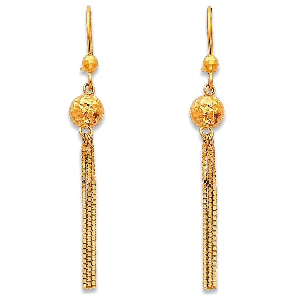 NEW 14K YELLOW GOLD HANGING EARRINGS (ER377) 14K Yellow Gold NEW HANGING EARRINGS (ER377) WEIGHT: (1 of 2)
