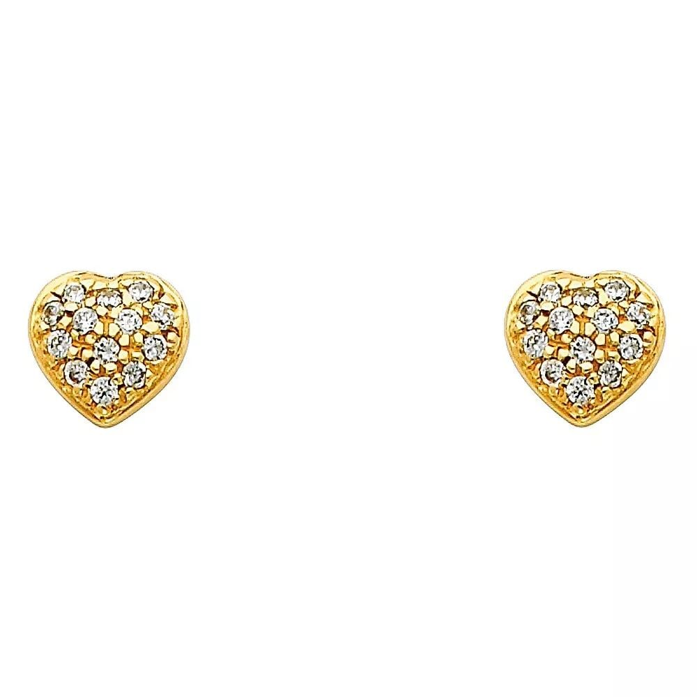 NEW 14K YELLOW GOLD HEART CZ EARRINGS (ER318) 14K Yellow Gold NEW HEART CZ EARRINGS (ER318) WEIGHT: (1 of 2)