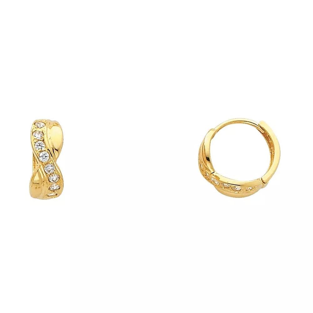 NEW 14K YELLOW GOLD CZ HUGGIES EARRINGS (ER307) 14K Yellow Gold NEW CZ HUGGIES EARRINGS (ER307) (1 of 2)