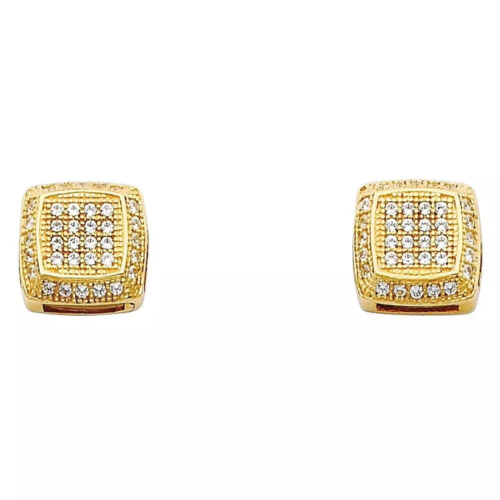 NEW 14K YELLOW GOLD SQUARE CZ EARRINGS (ER315) 14K Yellow Gold NEW SQUARE CZ EARRINGS (ER315) (1 of 2)