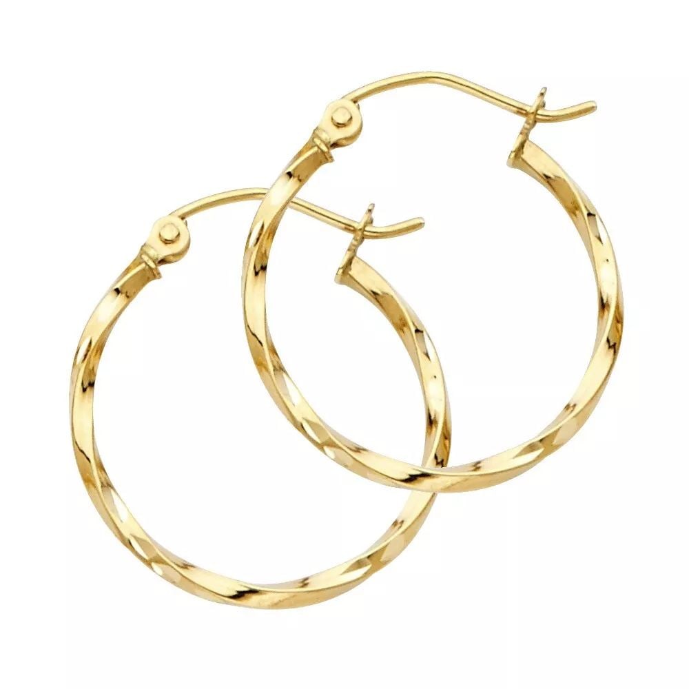 NEW 14K YELLOW GOLD CURLED HOOP EARRINGS 14K Yellow Gold NEW CURLED HOOP EARRINGS WEIGHT: 0.8g (1 of 2)