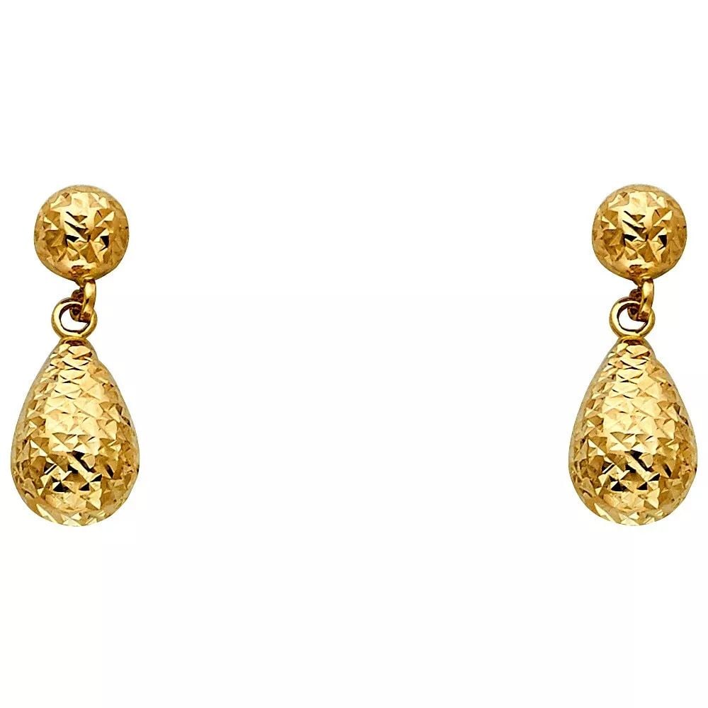 NEW 14K YELLOW GOLD DC HOLLOW TEAR DROP EARRINGS WITH POST 14K Yellow Gold NEW DC HOLLOW TEAR DROP (1 of 2)