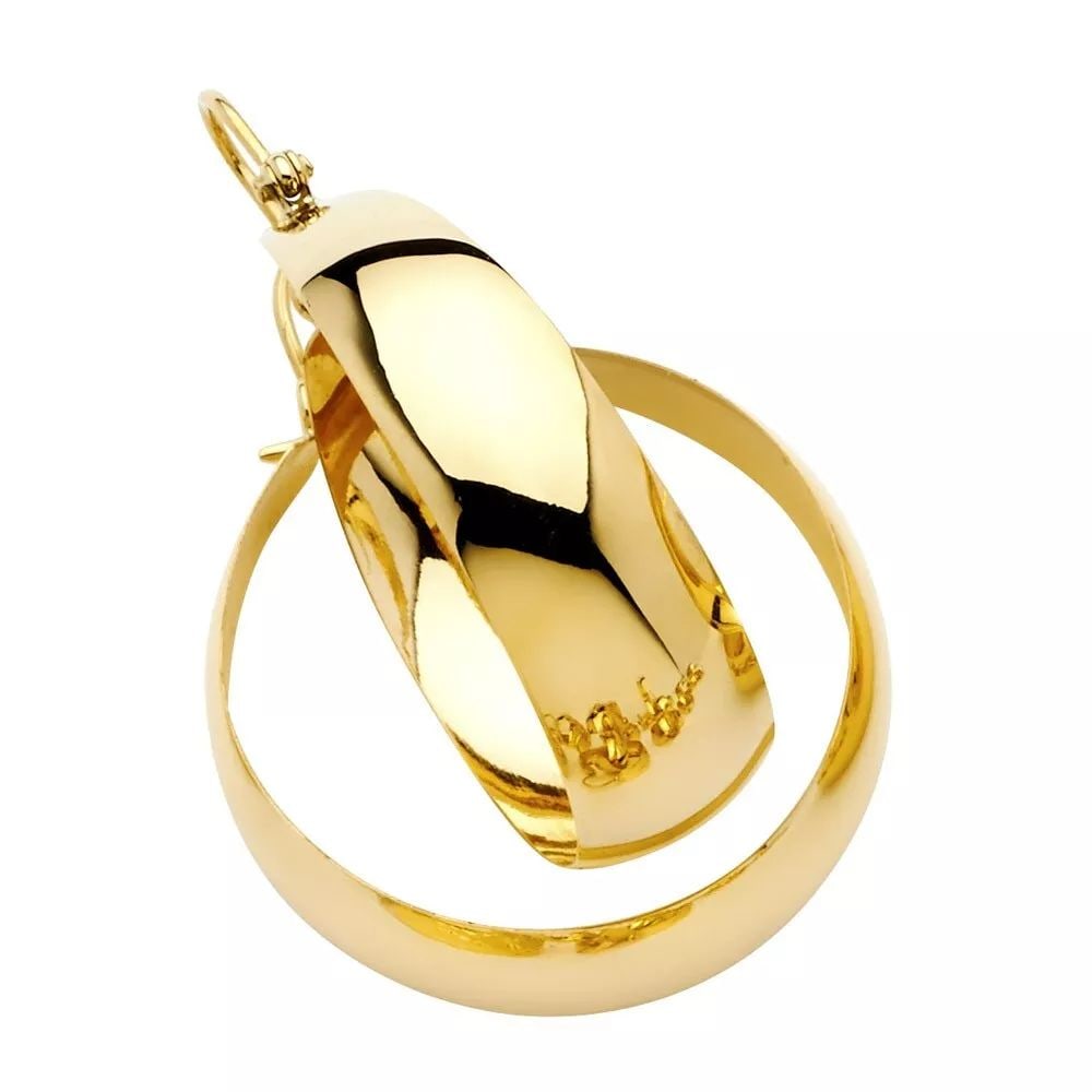 NEW 14K YELLOW GOLD PLAIN GRADUATED HOOP EARRINGS 14K Yellow Gold NEW PLAIN GRADUATED HOOP EARRINGS (1 of 2)