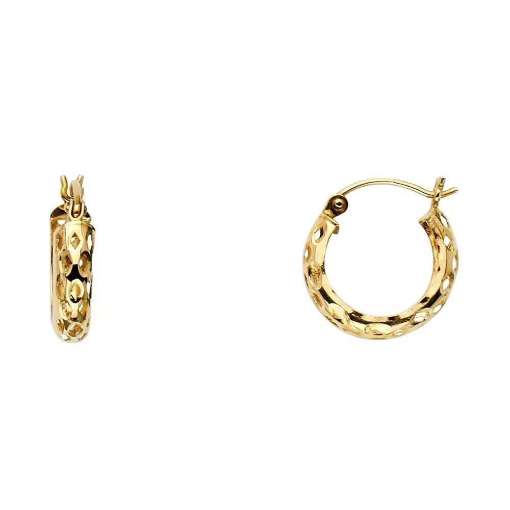 NEW 14K YELLOW GOLD PERFORATED HOOP EARRINGS 14K Yellow Gold NEW PERFORATED HOOP EARRINGS WEIGHT: (1 of 2)