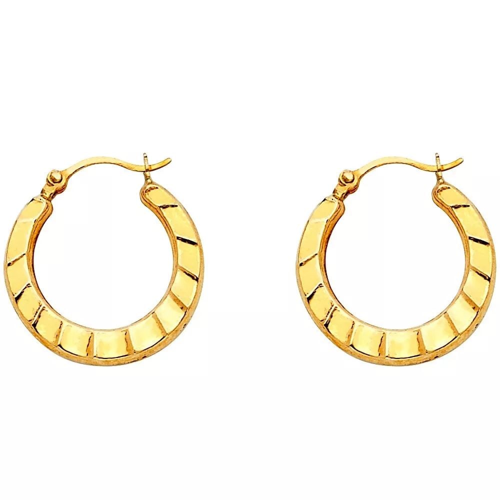 NEW 14K YELLOW GOLD FANCY HOLLOW HOOP EARRINGS 14K Yellow Gold NEW FANCY HOLLOW HOOP EARRINGS (1 of 2)