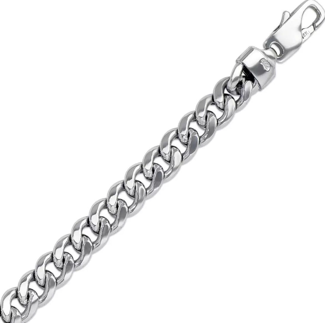 NEW 14K WHITE GOLD HOLLOW MIAMI CURB BRACELET 8mm 14K White Gold Approx. 210 Gauge (8.0mm Wide) High (1 of 2)