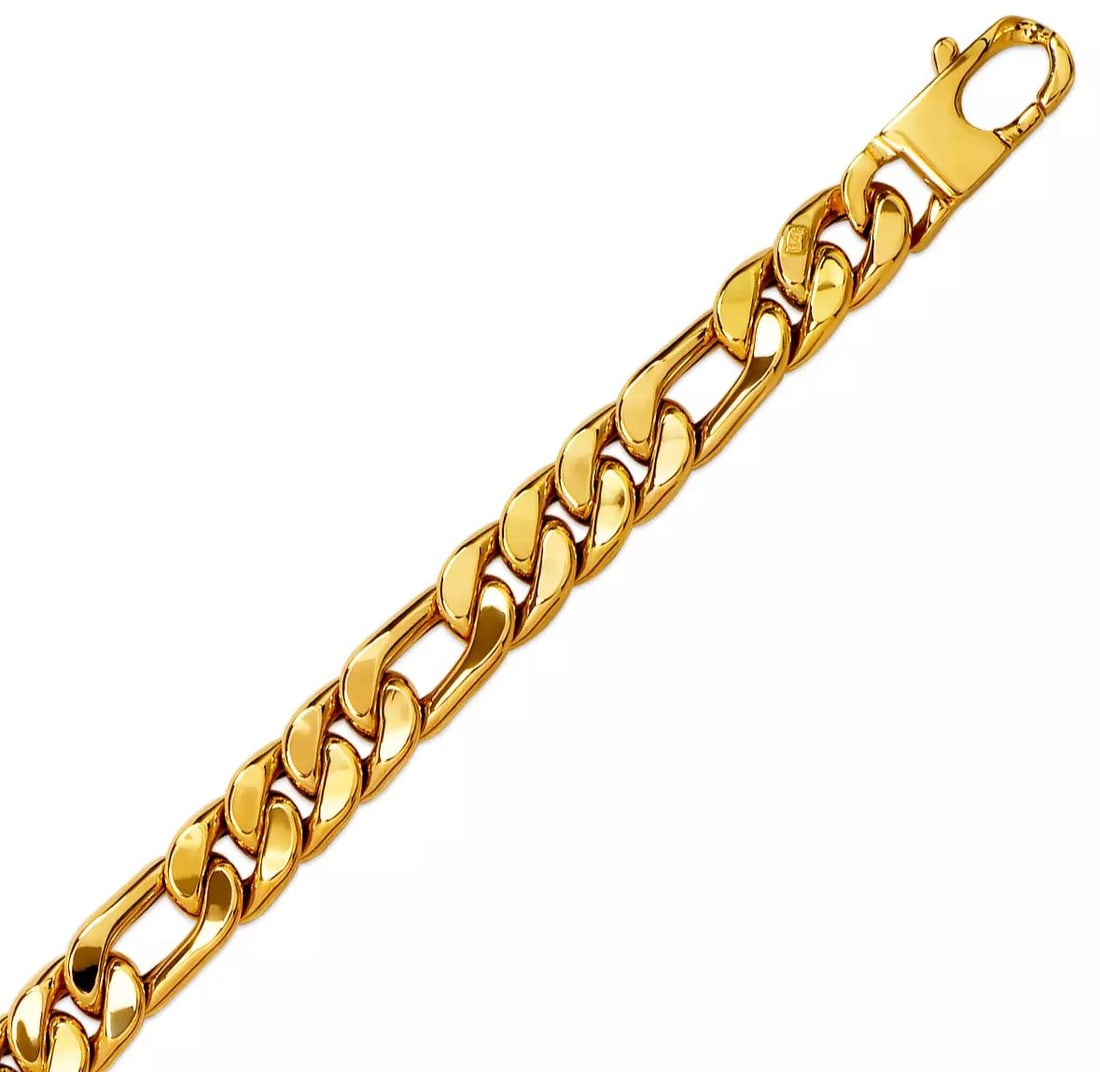 NEW 14K YELLOW GOLD HOLLOW FIGARO BRACELET 6.1mm 14K Yellow Gold Approx. 060 Gauge (6.1mm Wide) High (1 of 2)