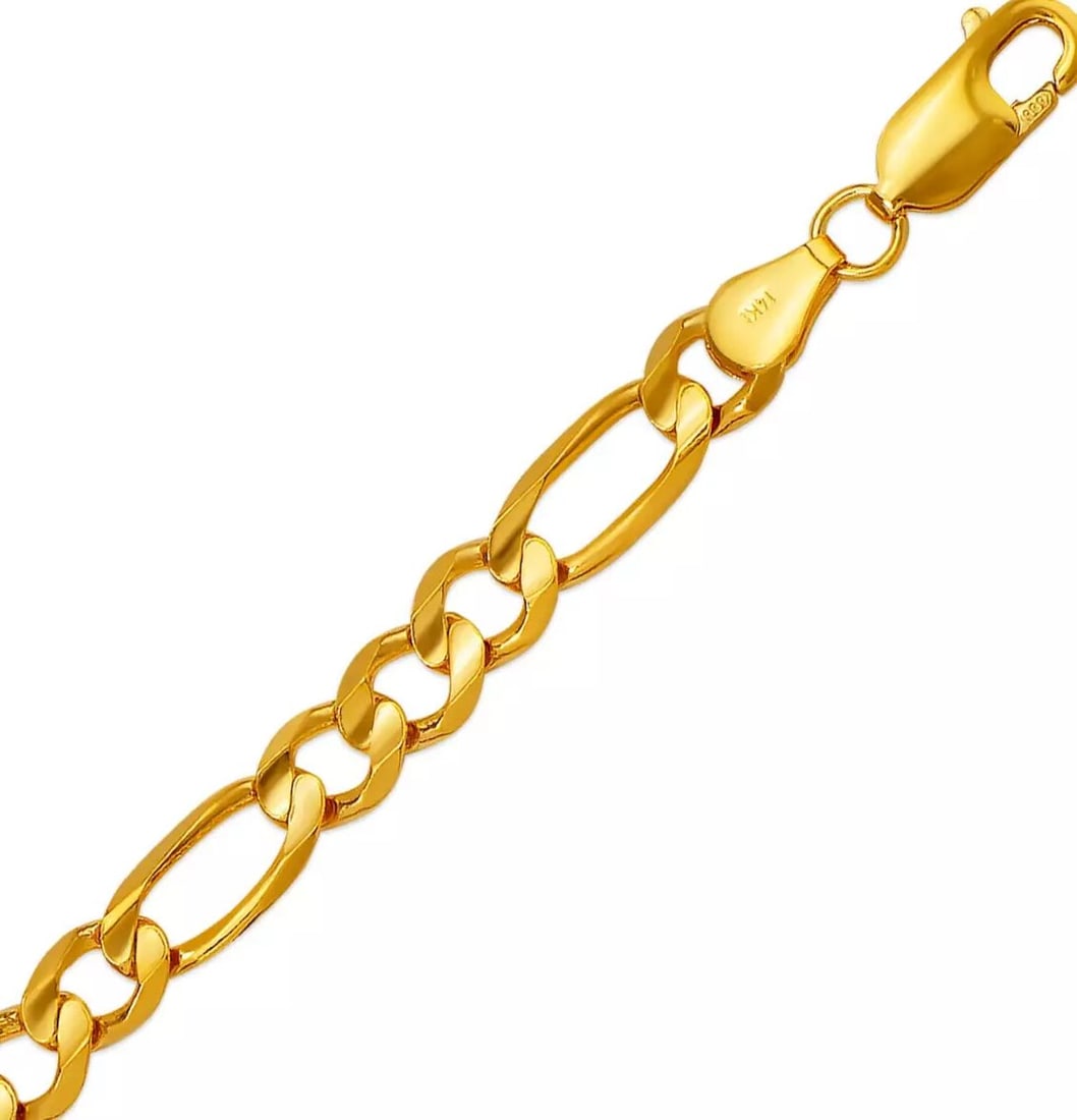 NEW 14K YELLOW GOLD FIGARO X-LIGHT BRACELET 6mm 14K Yellow Gold Approx. 150 Gauge (6.0mm Wide) High (1 of 2)