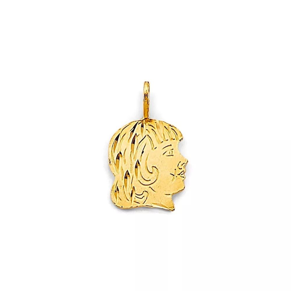 NEW 14K YELLOW GOLD GIRL'S FACE PENDANT 14K YELLOW GOLD NEW GIRL'S FACE PENDANT WEIGHT: 0.6g (1 of 2)