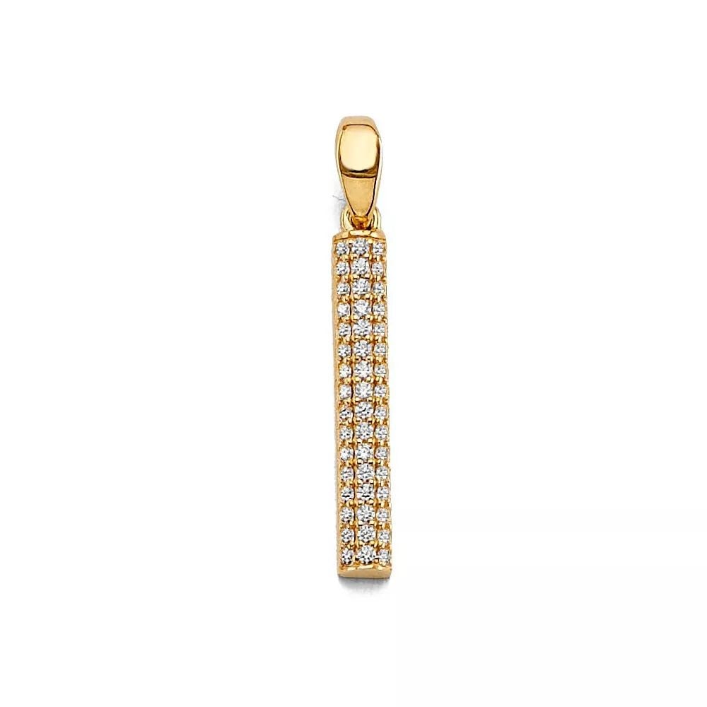 NEW 14K YELLOW GOLD CZ BAR PENDANT 14K YELLOW GOLD NEW CZ BAR PENDANT WEIGHT: 1g (1 of 2)