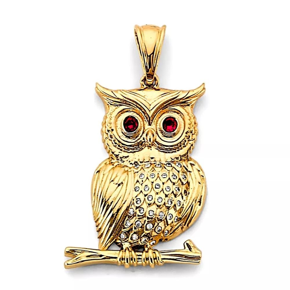 NEW 14K YELLOW GOLD CZ OWL PENDANT 14K YELLOW GOLD NEW CZ OWL PENDANT WEIGHT: 5.9g (1 of 2)