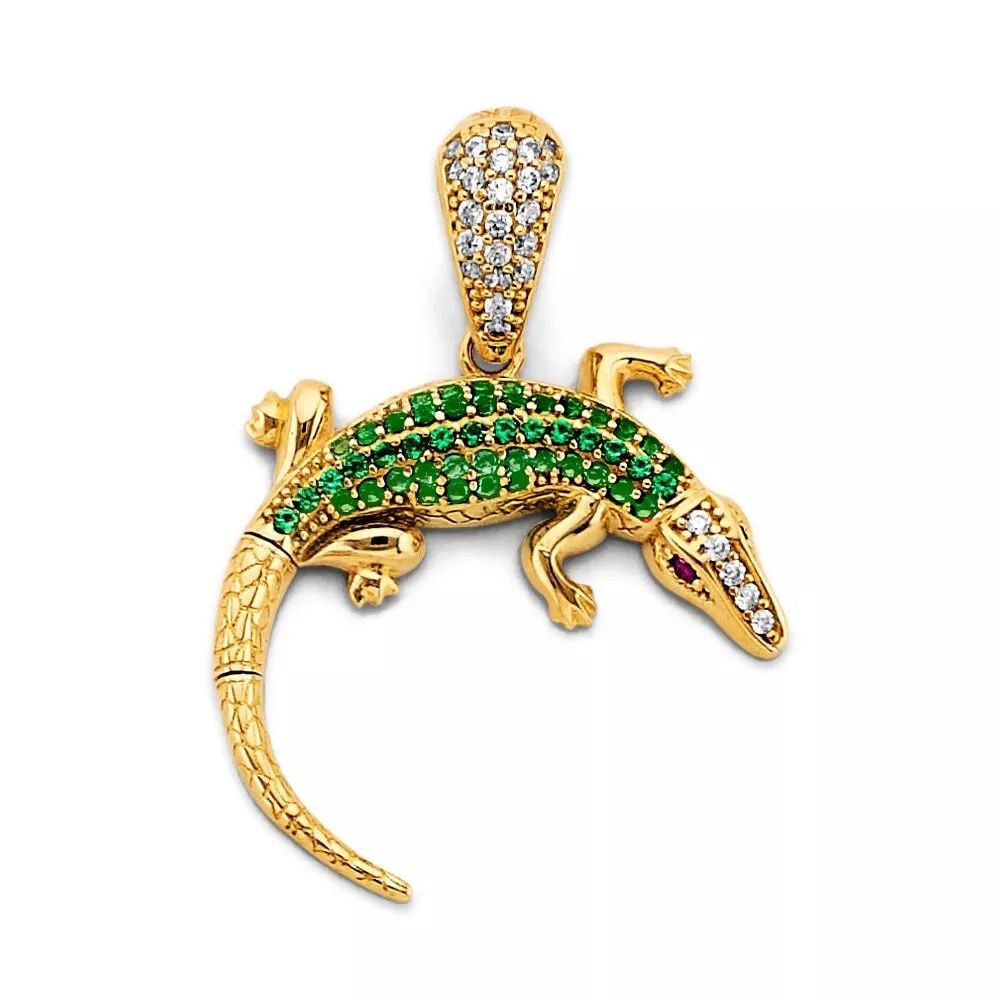 NEW 14K TWO TONE GOLD CZ LIZAROUND PENDANT 14K TWO TONE GOLD NEW CZ LIZAROUND PENDANT WEIGHT: 2.5g (1 of 2)