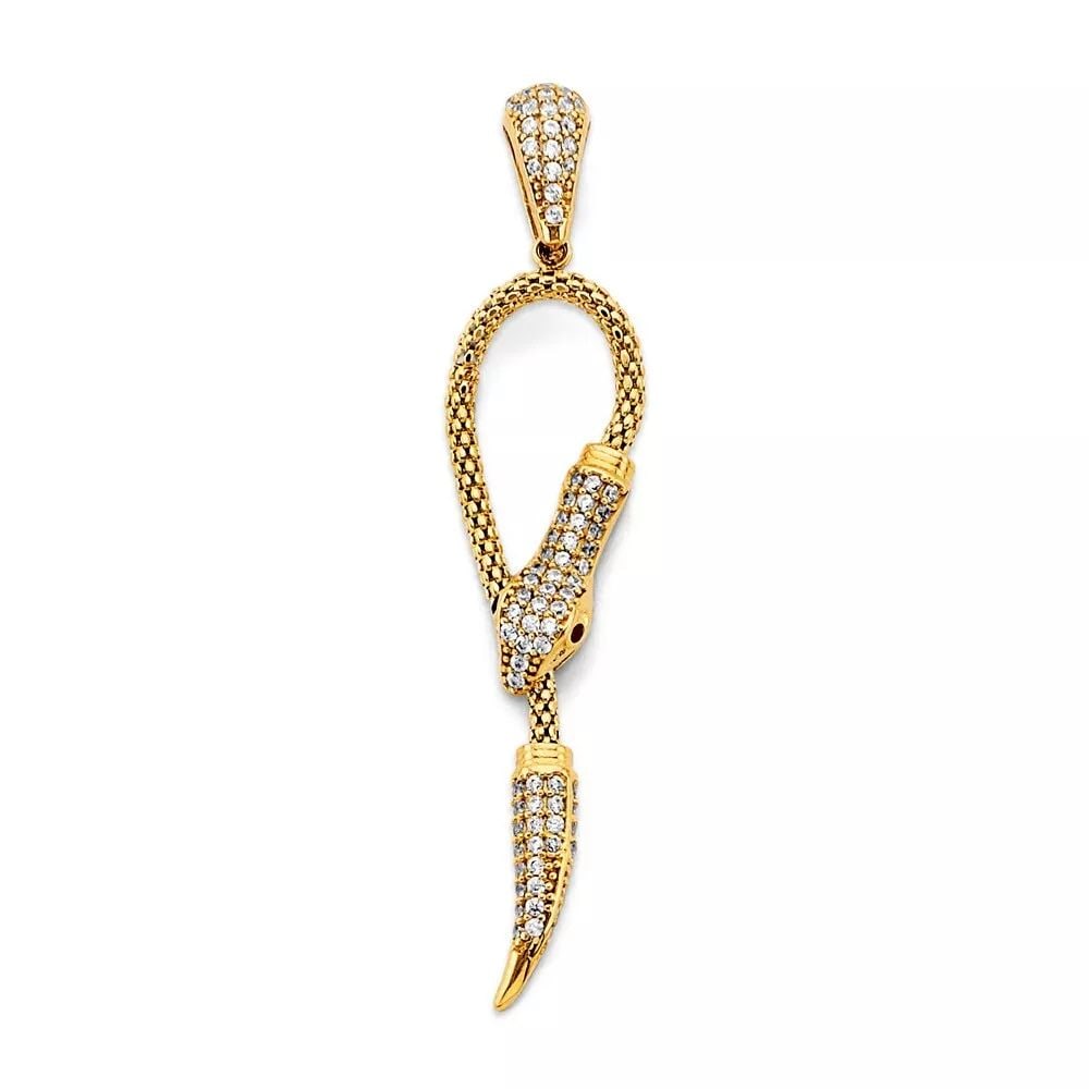 NEW 14K TWO TONE GOLD CZ SNAKE PENDANT 14K TWO TONE GOLD NEW CZ SNAKE PENDANT WEIGHT: 3g (1 of 2)
