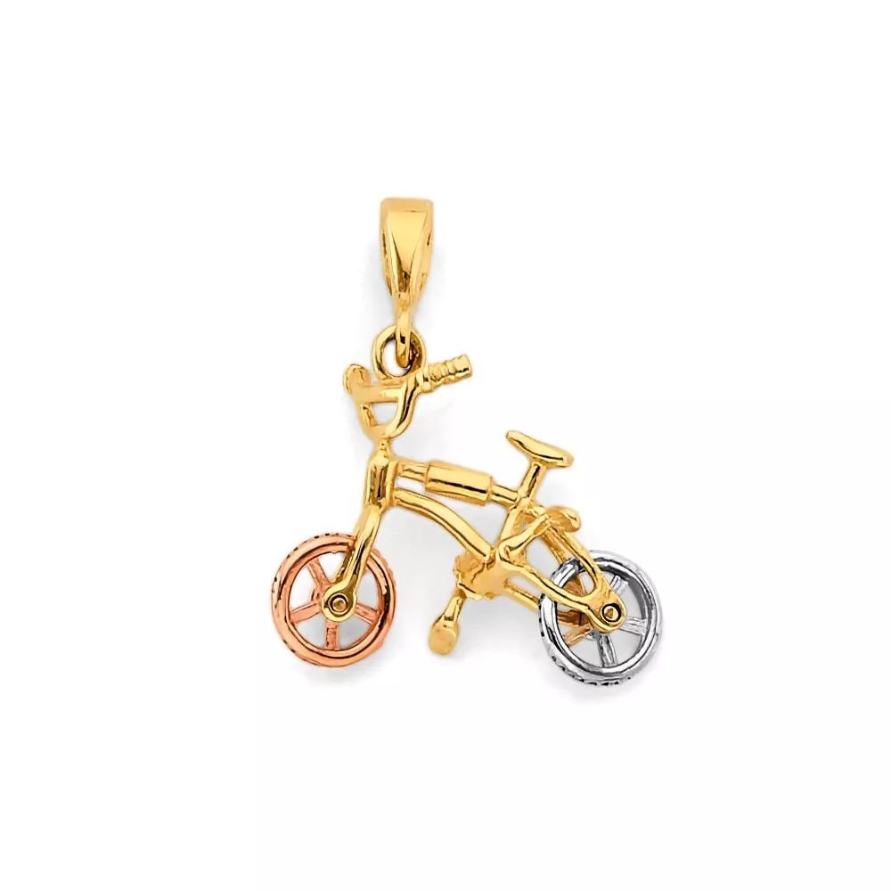 NEW 14K TRI COLOR GOLD BIKE PENDANT 14K TRI COLOR GOLD NEW BIKE PENDANT WEIGHT: 1.5g (1 of 2)