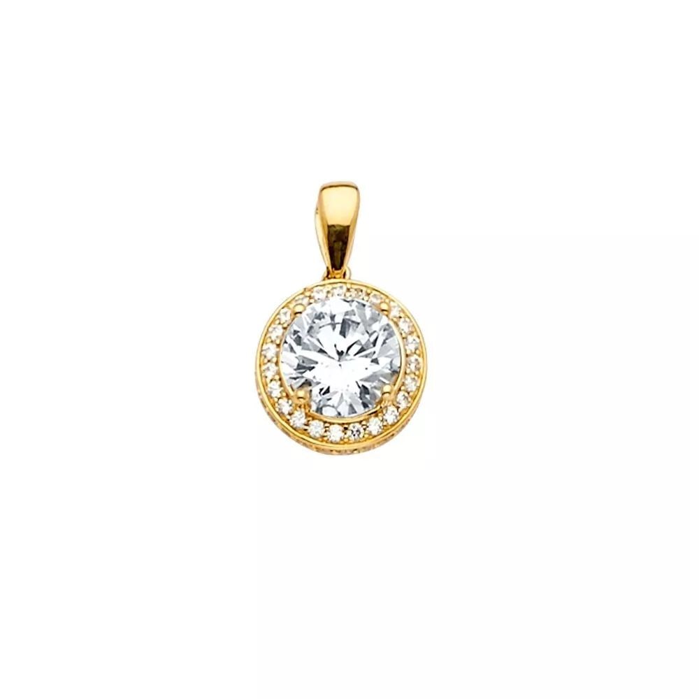 NEW 14K YELLOW GOLD CZ PENDANT/SET 14K YELLOW GOLD NEW CZ PENDANT/SET WEIGHT: 1.2g (1 of 2)