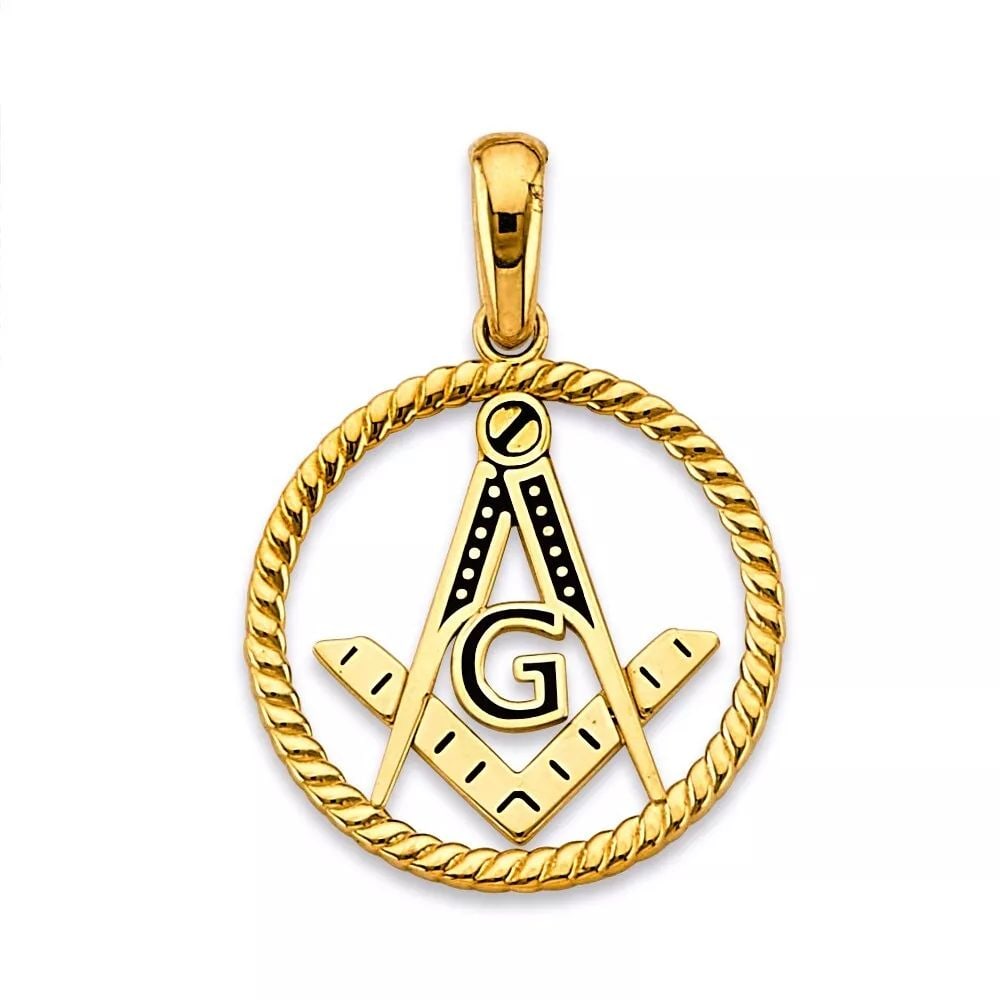 NEW 14K YELLOW GOLD MASONIC SYMBOL PENDANT 14K YELLOW GOLD NEW MASONIC SYMBOL PENDANT WEIGHT: 2.1g (1 of 2)