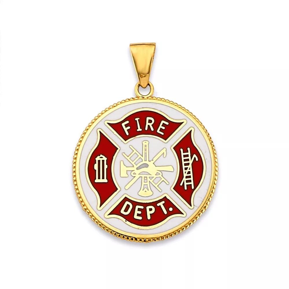 NEW 14K YELLOW GOLD FIRE DEPT. DOUBLE SIDED PENDANT 14K YELLOW GOLD NEW FIRE DEPT. DOUBLE SIDED: NEW 14K YELLOW GOLD FIRE DEPT. DOUBLE SIDED PENDANT 14K YELLOW GOLD NEW FIRE DEPT. DOUBLE SIDED PENDANT WEIGHT: 3g