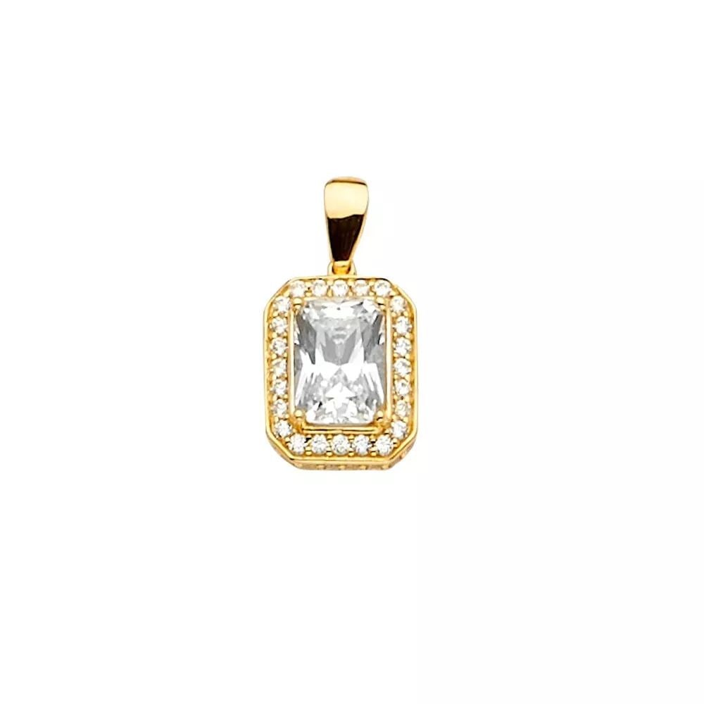 NEW 14K YELLOW GOLD CZ PENDANT/SET 14K YELLOW GOLD NEW CZ PENDANT/SET WEIGHT: 1.3g (1 of 2)