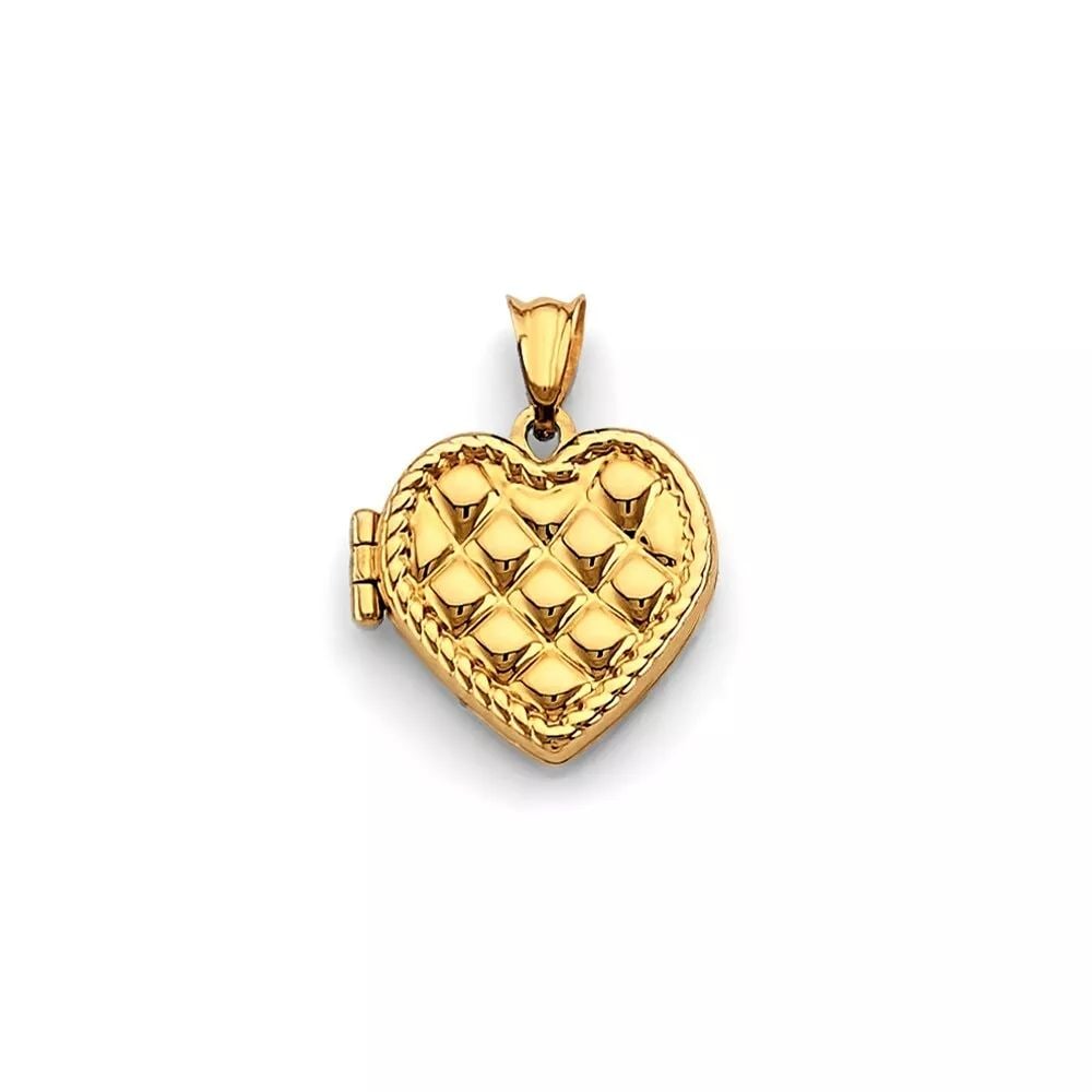 NEW 14K YELLOW GOLD HEART LOCKET PENDANT 14K YELLOW GOLD NEW HEART LOCKET PENDANT WEIGHT: 1.7g (1 of 2)