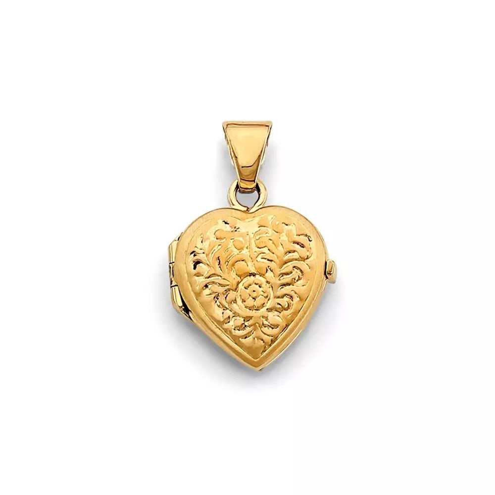 NEW 14K YELLOW GOLD HEART LOCKET PENDANT 14K YELLOW GOLD NEW HEART LOCKET PENDANT WEIGHT: 3g (1 of 2)