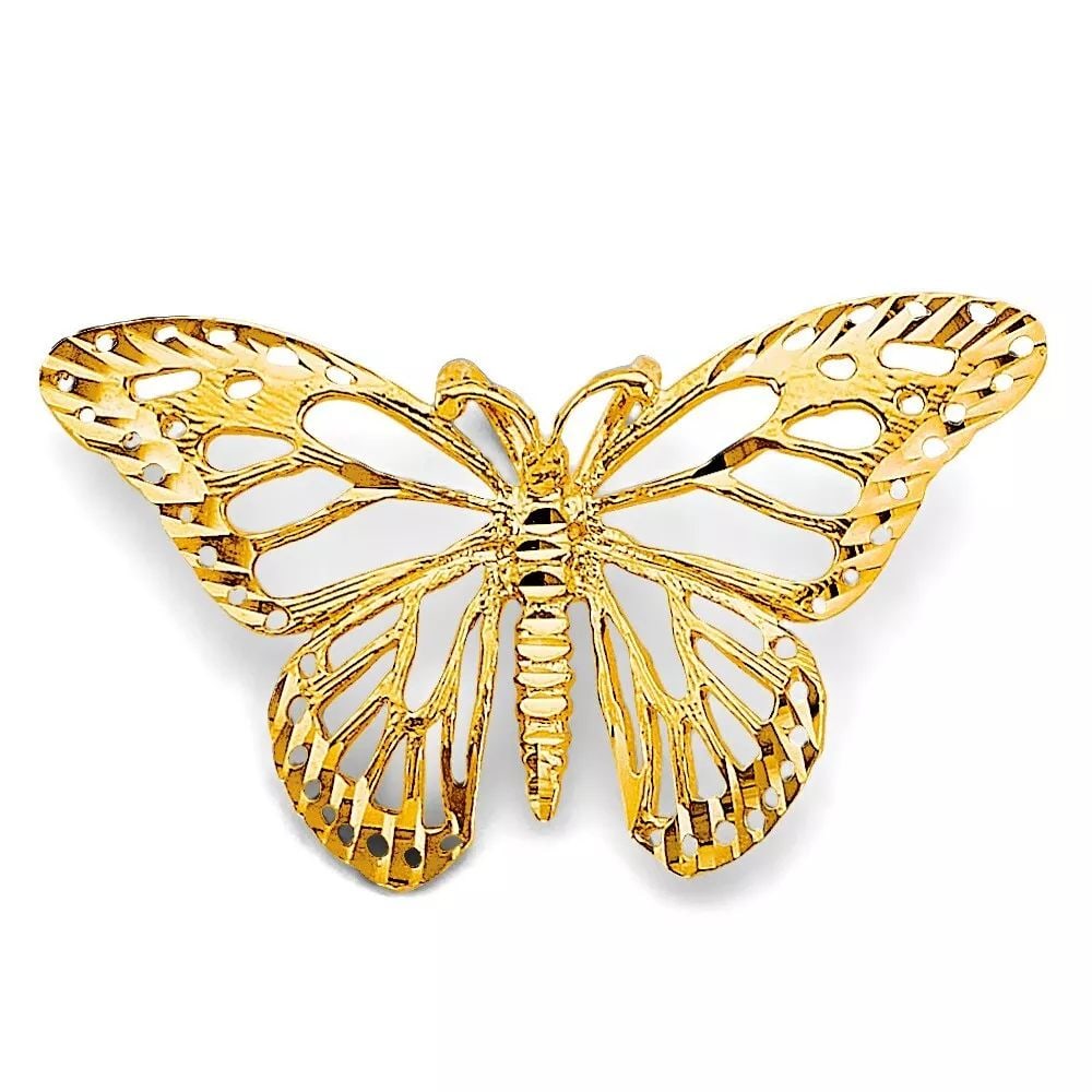 NEW 14K YELLOW GOLD MEDIUM BUTTERFLY PENDANT 14K YELLOW GOLD NEW MEDIUM BUTTERFLY PENDANT WEIGHT: (1 of 2)
