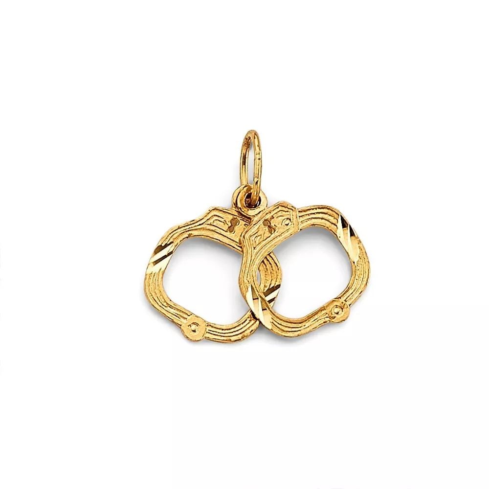 NEW 14K YELLOW GOLD HAND CUFFS PENDANT 14K YELLOW GOLD NEW HAND CUFFS PENDANT WEIGHT: 0.8g (1 of 2)