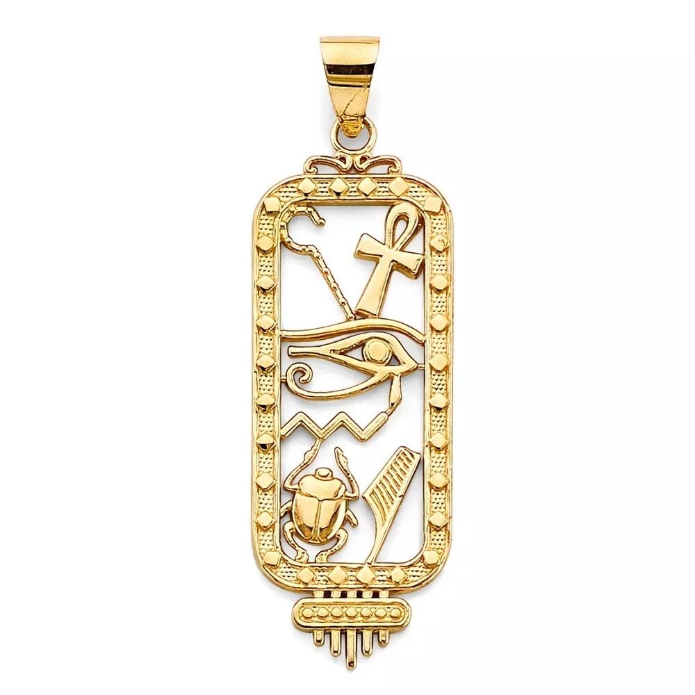 NEW 14K YELLOW GOLD EGYPTIAN CARTOUCHE PENDANT 14K YELLOW GOLD NEW EGYPTIAN CARTOUCHE PENDANT (1 of 2)