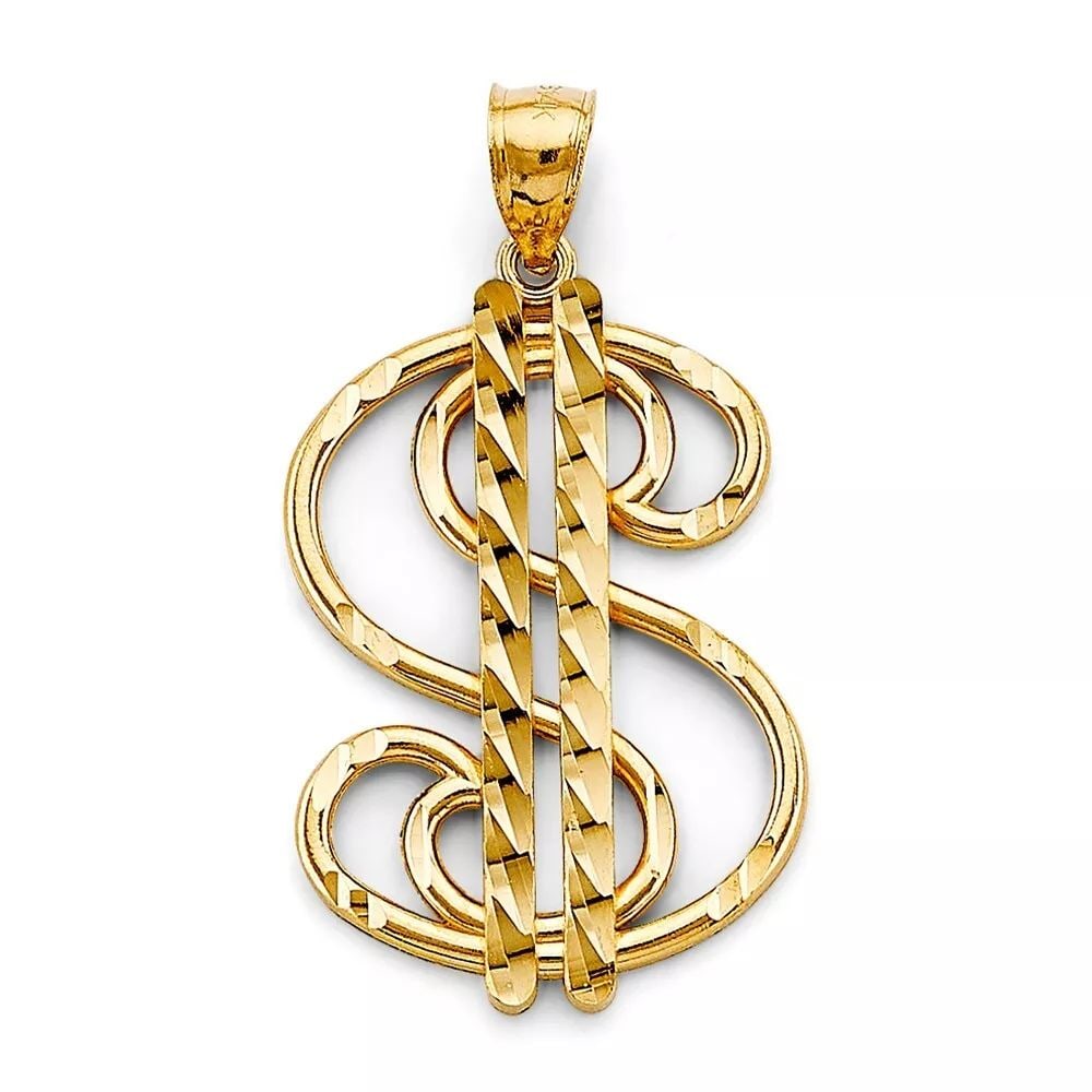 NEW 14K YELLOW GOLD DOLLAR SIGN PENDANT (1 of 2)