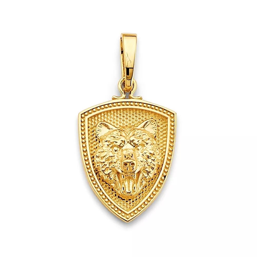 NEW 14K YELLOW GOLD SHIELD WITH TIGER FACE PENDANT 14K YELLOW GOLD NEW SHIELD WITH TIGER FACE (1 of 2)