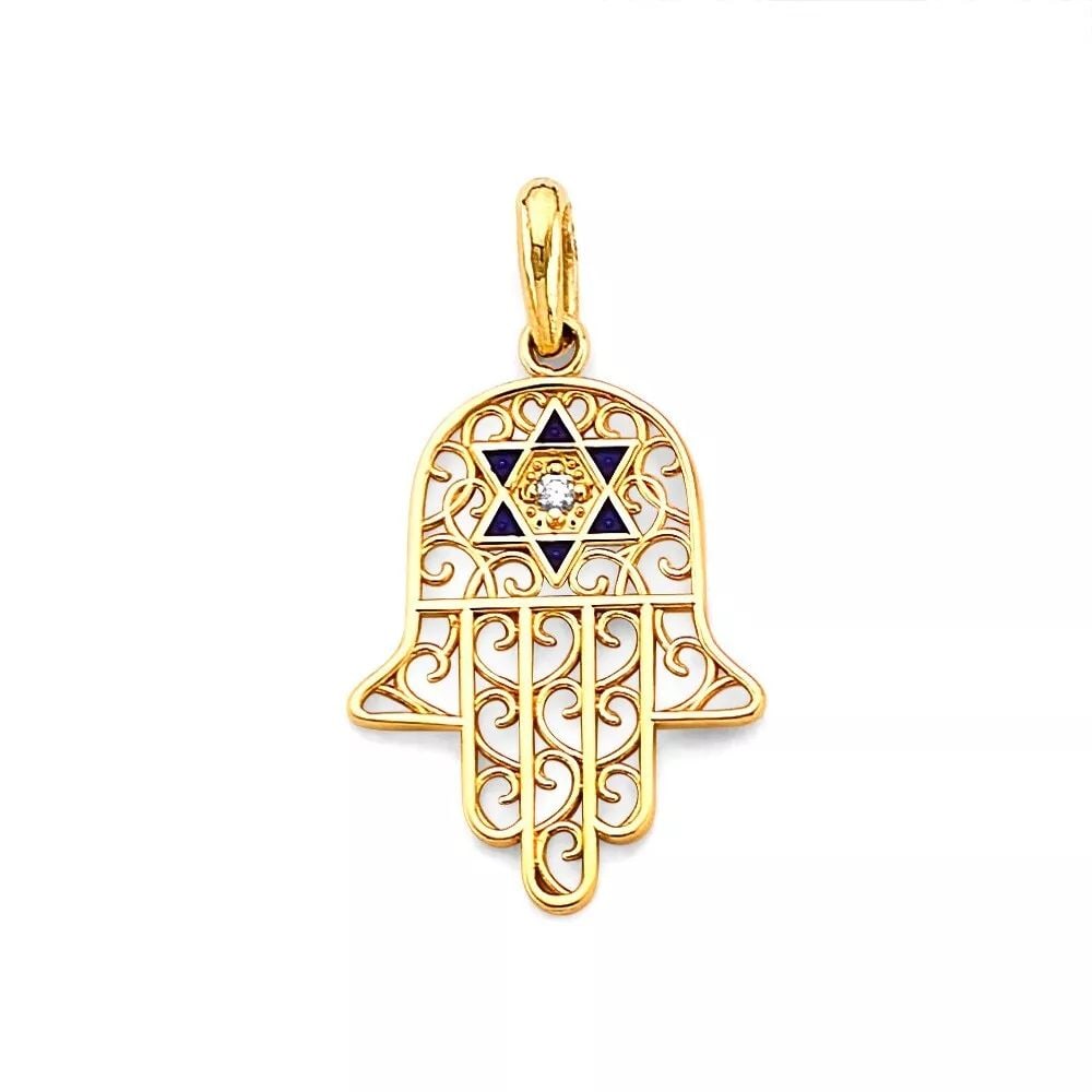 NEW 14K YELLOW GOLD ENAMEL HAMSA HAND PENDANT 14K YELLOW GOLD NEW ENAMEL HAMSA HAND PENDANT WEIGHT:: NEW 14K YELLOW GOLD ENAMEL HAMSA HAND PENDANT 14K YELLOW GOLD NEW ENAMEL HAMSA HAND PENDANT WEIGHT: 1.5g