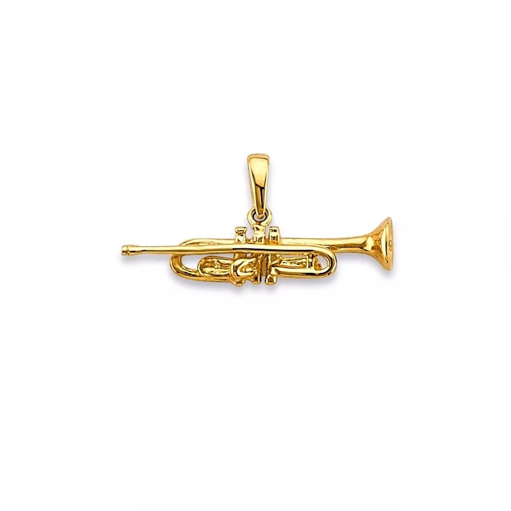 NEW 14K YELLOW GOLD TRUMPET PENDANT 14K YELLOW GOLD NEW TRUMPET PENDANT WEIGHT: 0.8g (1 of 2)