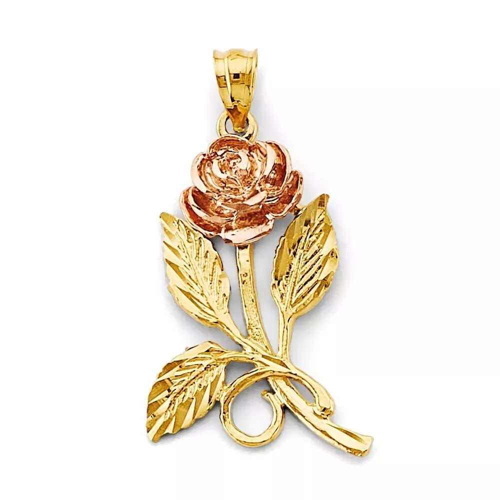 NEW 14K TWO TONE GOLD FLOWER PENDANT 14K TWO TONE GOLD NEW FLOWER PENDANT WEIGHT: 3.2g: NEW 14K TWO TONE GOLD FLOWER PENDANT 14K TWO TONE GOLD NEW FLOWER PENDANT WEIGHT: 3.2g