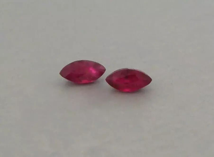 LOOSE NATURAL PIGEON BLOOD RUBY MARQUISE CUT Sale is for 2 marquise cut natural rubies Matching pair (1 of 2)