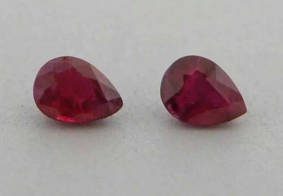 LOOSE NATURAL PIGEON BLOOD RUBY Sale is for 2 pear shape natural rubies Matching pair Rubies (1 of 2)