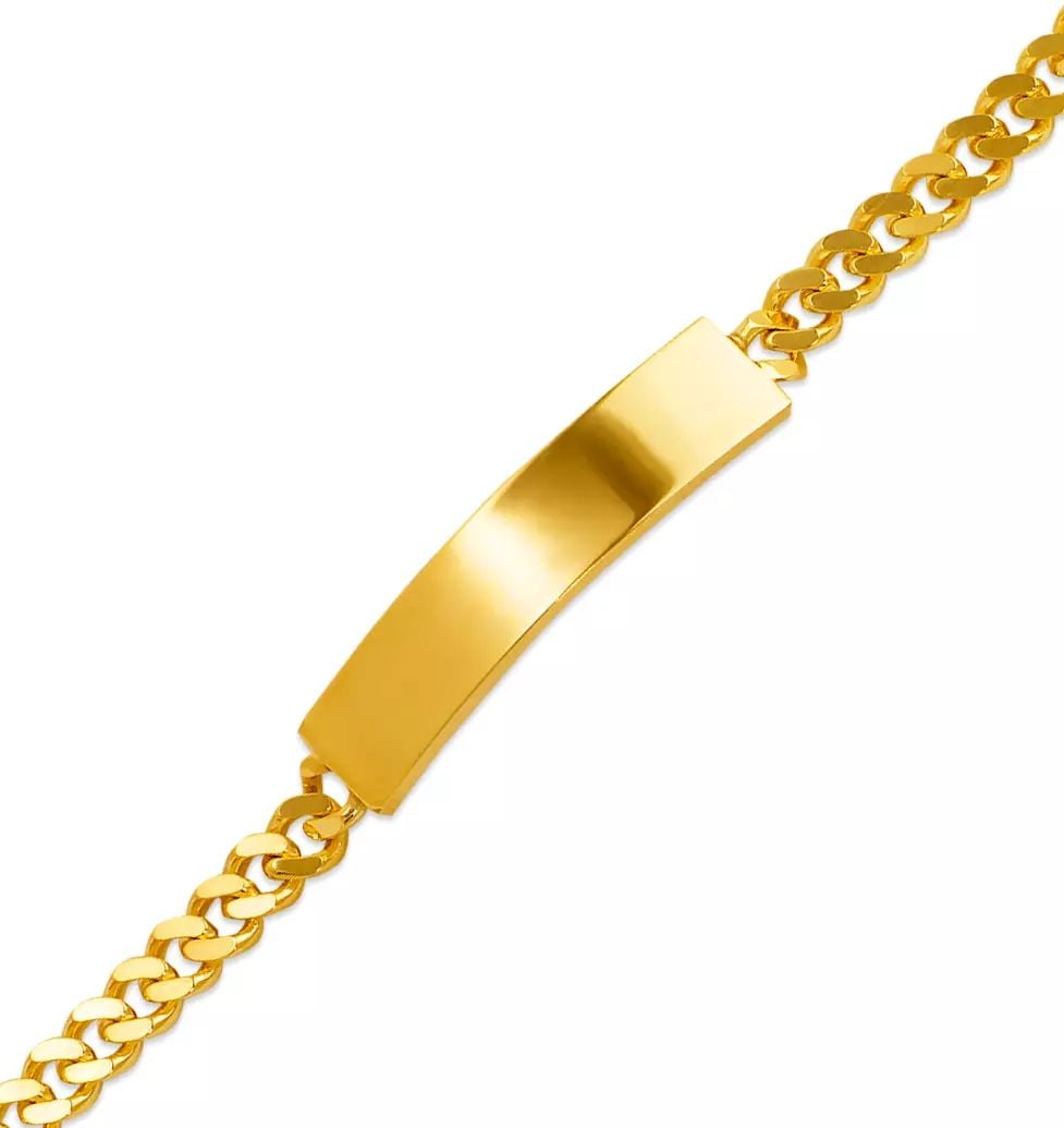NEW 14K YELLOW GOLD KIDS CURB SHINY ID BRACELET 14K Yellow Gold Approx. 5mm ID, 4.5mm Bracelet High (1 of 2)