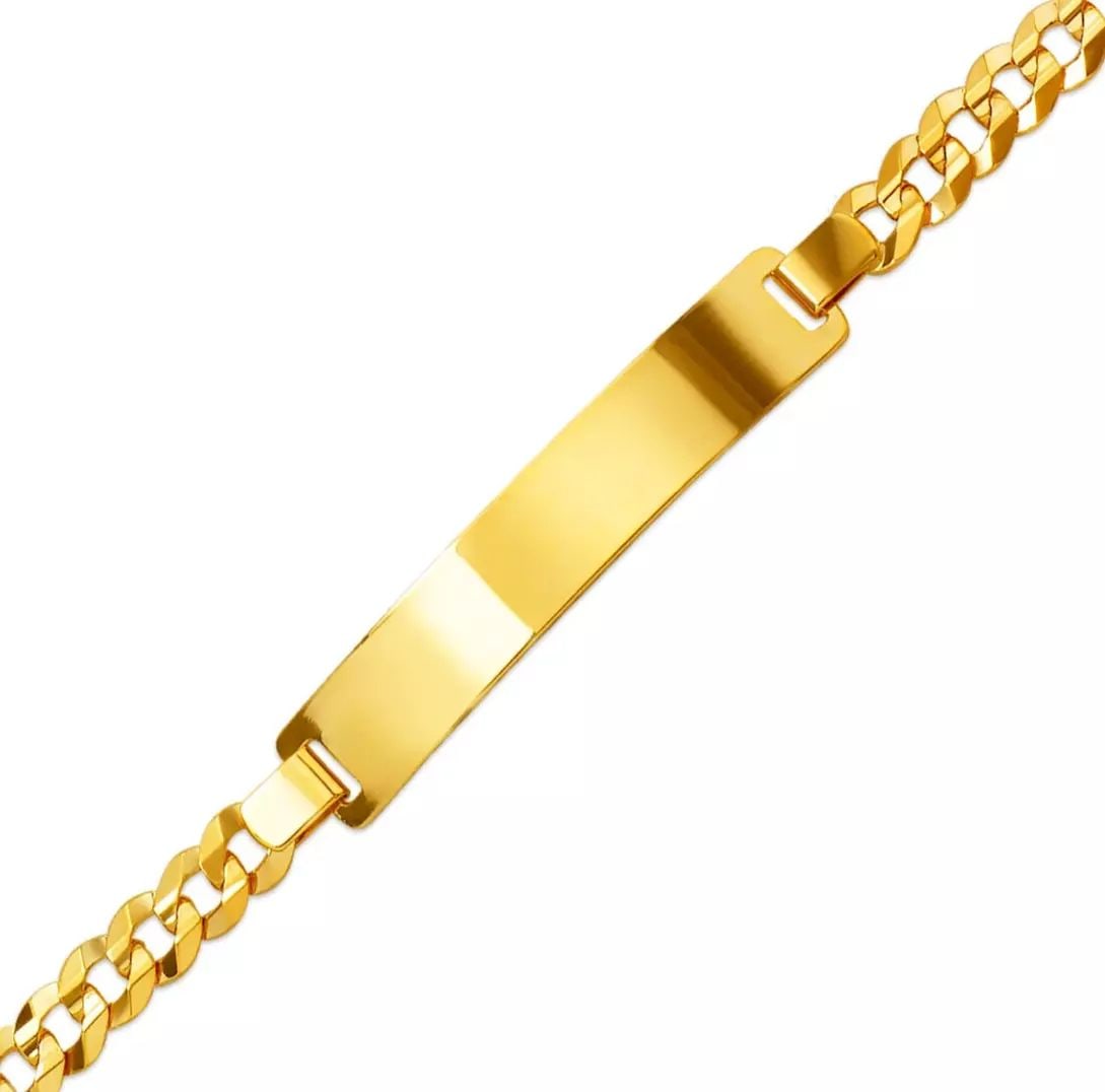 NEW 14K YELLOW GOLD CURB LIGHT ID BRACELET 14K Yellow Gold Approx. 120 Gauge (7.0mm ID, 5.0mm (1 of 2)